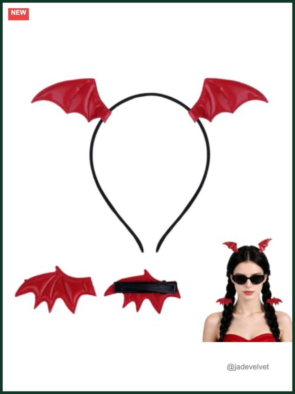 PU Leather Dragon Wing Headband & Hair Clips Halloween Costume Accessories